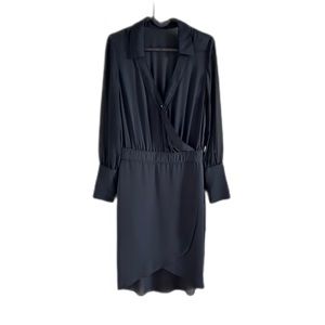 Sisley Women’s Black Midi Shirtdress Size S Lined skirt Long Sleeve Italy